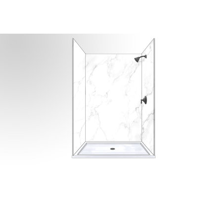 Polymarm 60" W 80" H 36" D Three Wall Composite Shower Wall Panel Surround - Seamless 60" Backwall