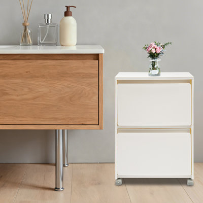 2 Tier Storage Cabinet, Floor Standing Storage Cabinet With Wheels