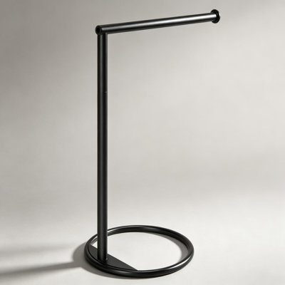 Hand Towel Holder Stand, Thicken Metal L Shape Hand Towel Rack with Weighted Base, Rustproof Standing Towel Bar for Bathroom Kitchen Vanity Countertop, Matte Black
