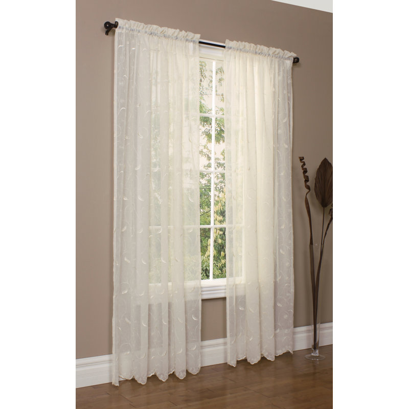 Rideau simple Andelle, Blanc, l 54 po x L 96 po