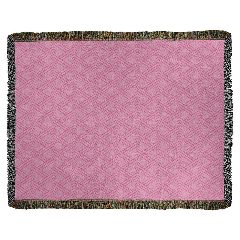 Couverture en coton tissé zigzag classique, L 37 po x L 52 po, Rose bébé