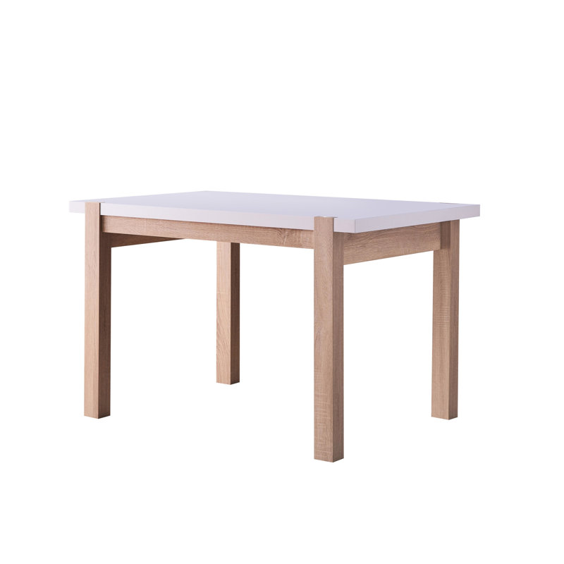 Table de salle à manger à deux tons avec quatre pieds en bois massif, plateau épais à noyau creux, poteaux de siège pour personnes assises, couleur, filetage en métal de 2 po,