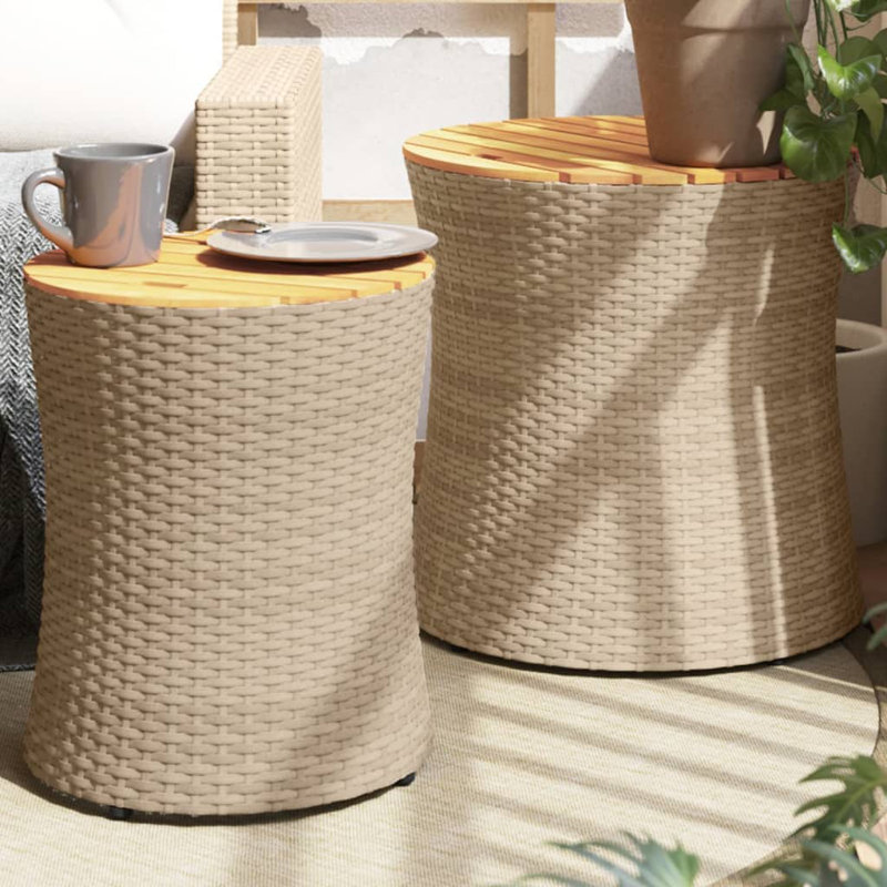 Ensemble de 2 tables d'appoint pour terrasse avec plateau en bois Latitude Run® Latitude Run®, Beige