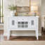 Buffet Elizaveta en faux cristal avec finition laquée blanche lustrée, meuble de rangement élégant pour salle à manger