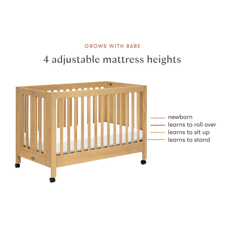 Maki 2-in-1 Convertible Portable Crib, Honey