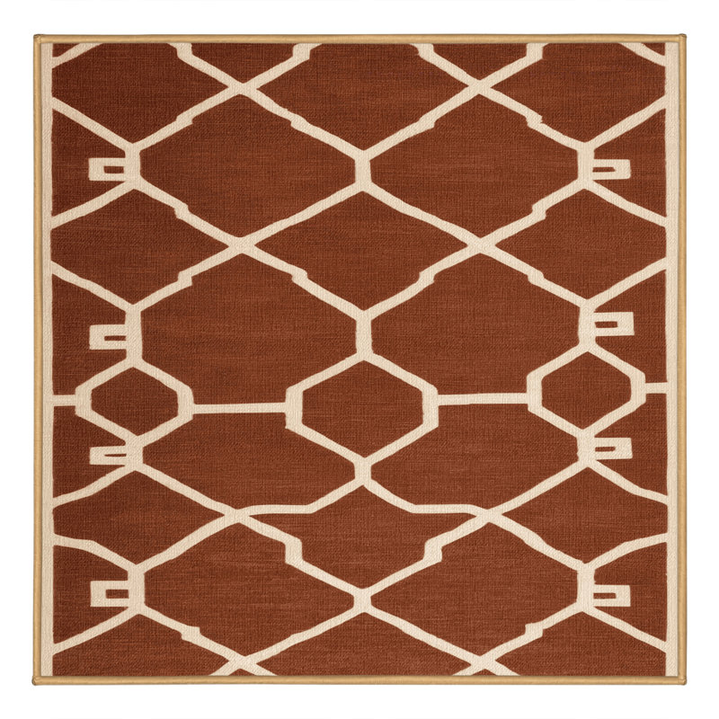 Tapis brun treillis lavable à la machine, Carré 4 pi