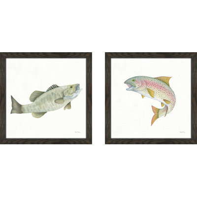 «Gone Fishin Small Mouth», ensemble de 2 cadres sur papier