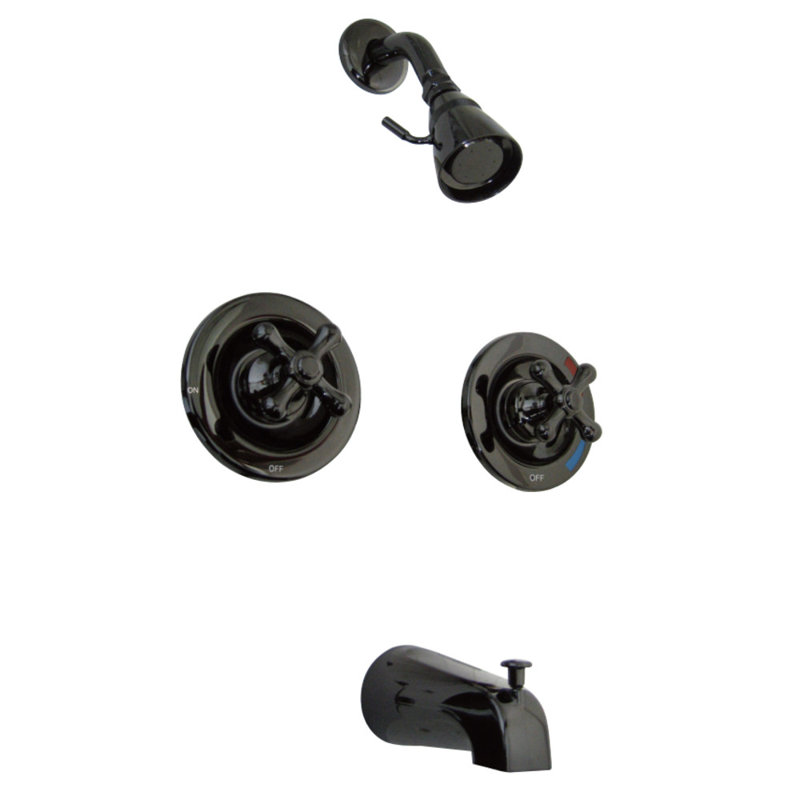 Kingston Brass Water Onyx Double-Handle Pressure Balanced Tub and Shower Faucet