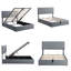 Lit plateforme tapissier avec système de rangement hydraulique, lit de rangement avec tête de lit en lin, 12 lattes renforcées et capacité de 500 lb, aucun sommier requis-418818568