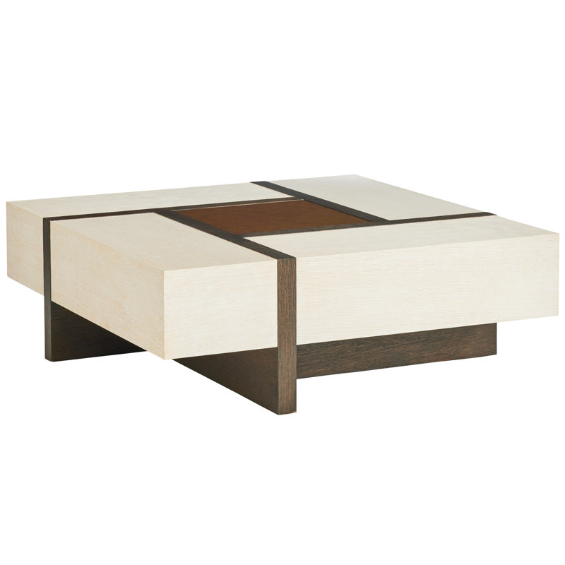 Carmel Solid Wood Cocktail Table, Winter White Top/Dark Mocha Base