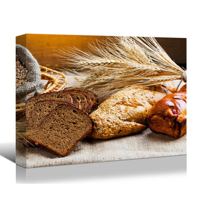 " Framed Canvas Wall Art Decor Painting For Kitchen,Dining Room,Bread & Wheat Decoration For Kitchen,Dining Room, Living Room, Decor-Ready To Hang " Painting Print