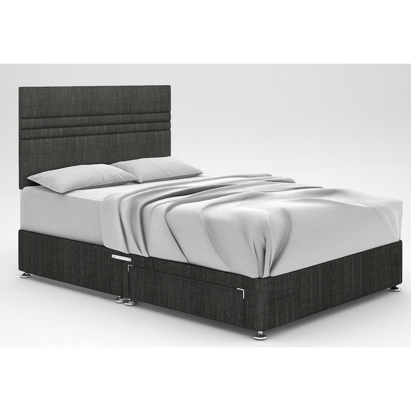 Ostara Divan Bed Base, Charcoal, No Storage, Small Single (2'6)