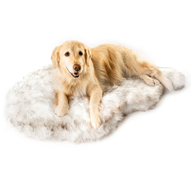 Medium Polar White Faux Fur Orthopedic Dog Bed