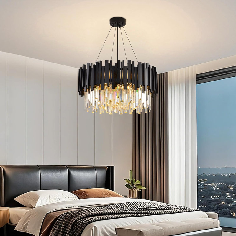 10 - Light Chandelier, Length 55cm, Matte Black