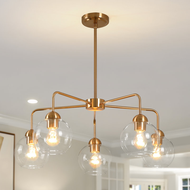 28'' 5 - Light Sputnik Sphere Modern Glass Bubble Chandelier, 5