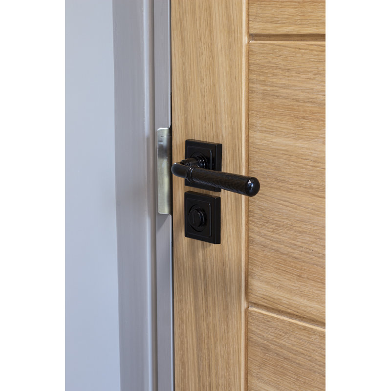 Hammered Newbury Lever on Rose Set (Square), Black