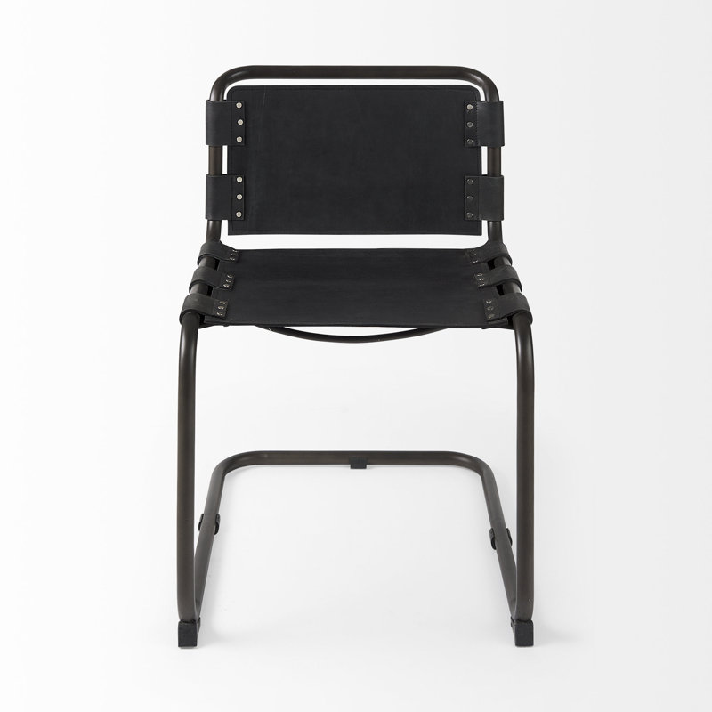 Chaise d'appoint rembourrée en cuir Otelia, Noir