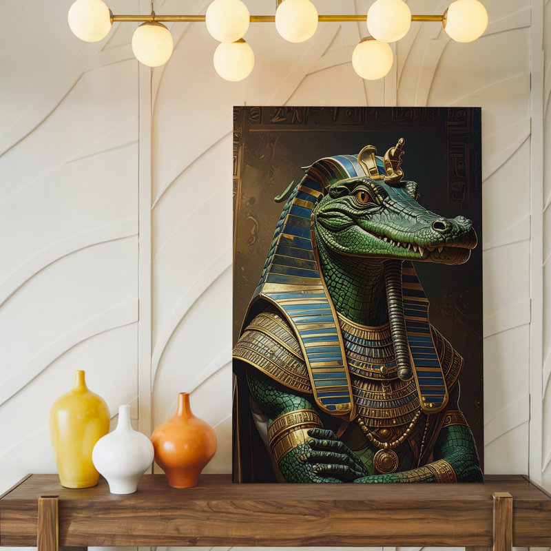Toile, art mural Sobek, dieu du Nil, H 11 po x l 14 po