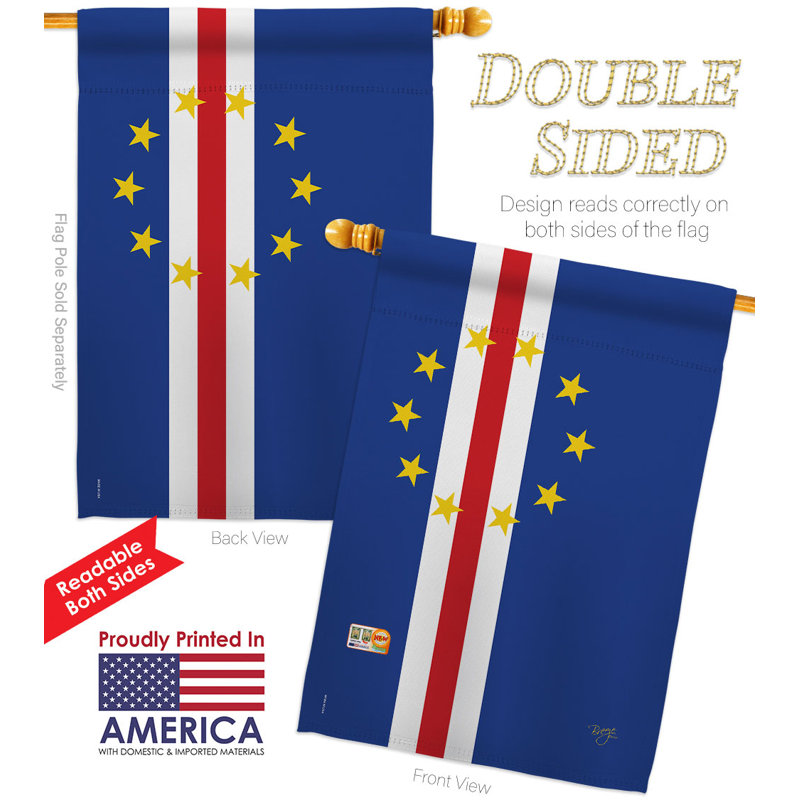 Drapeau de maison en polyester 2 faces 3 pi 3 po x 2 pi 3 po Cape Verde