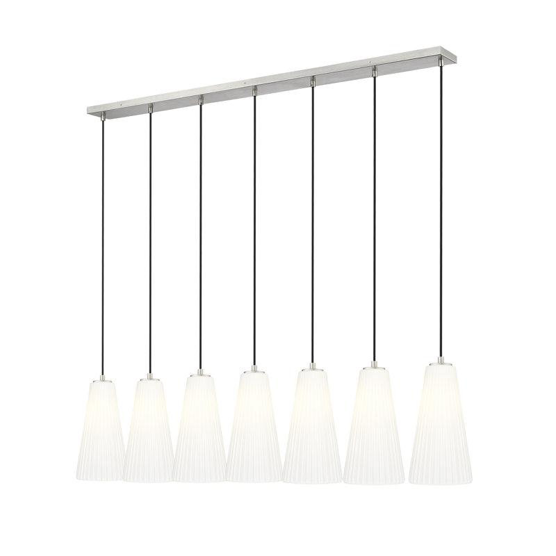 Lustre linéaire à 5 lumières Ceinture, Nickel brossé, H 13,75 po x l 7,25 po x P 54 po