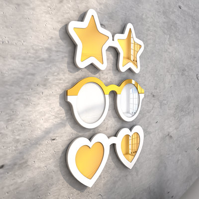 Meadowdale Mirrored Sunglasses Heart Eyes Star Eyes Cool Classic Styles Wall Decor