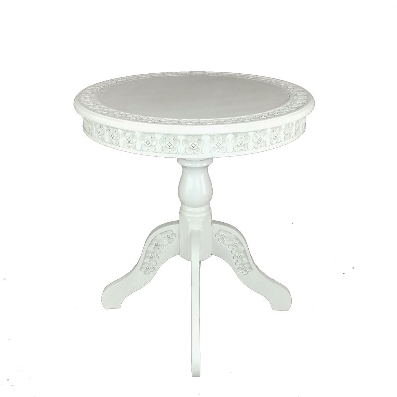 Hulen Solid Wood Pedestal End Table, White