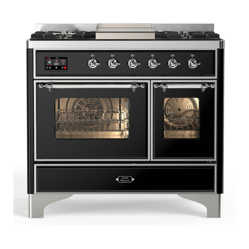 Majestic III Series 40 Inch Dual Fuel Range with 6 Sealed Burners, Griddle, in Mightnight Blue (Natural Gas, Chrome Trim)