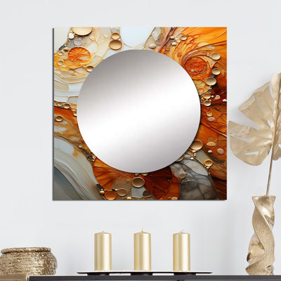 Encaustic Spirals I - Art mural abstrait miroir carré pour salle de bain
