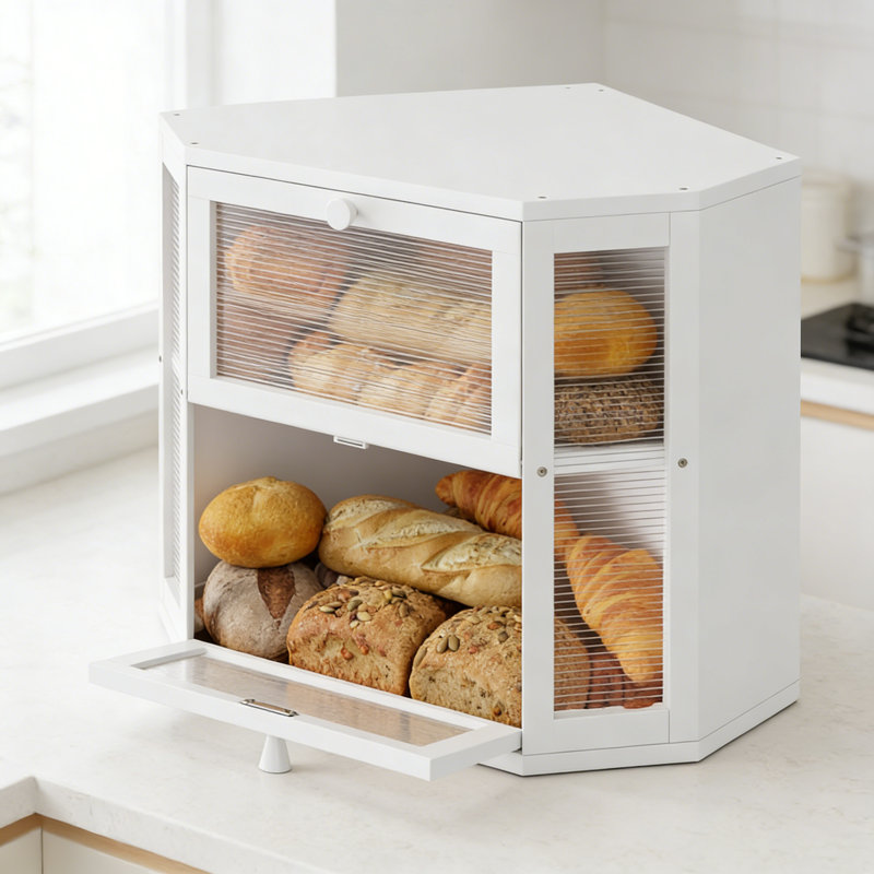 Wood Food Storage Container, White