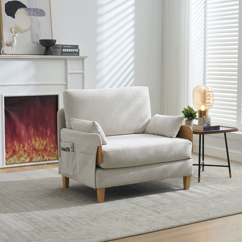 Canapé-lit inclinable pliable, canapé-lit convertible 3-en-1, décor Mid-Century moderne, Beige
