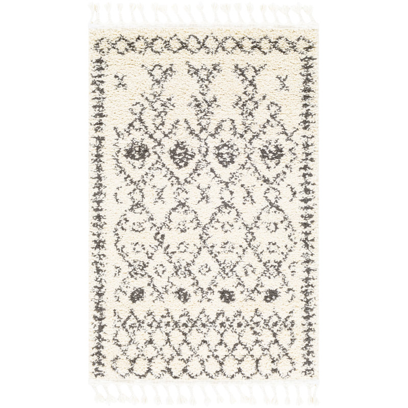 Mossy Moroccan Charcoal Grey/Beige Area Rug, Rectangle 2 pi x 3 pi