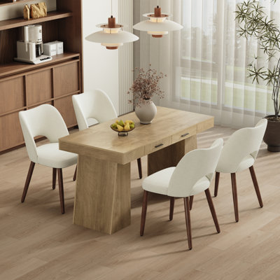 Dining Table Set With 2 Storage Drawers and Chairs