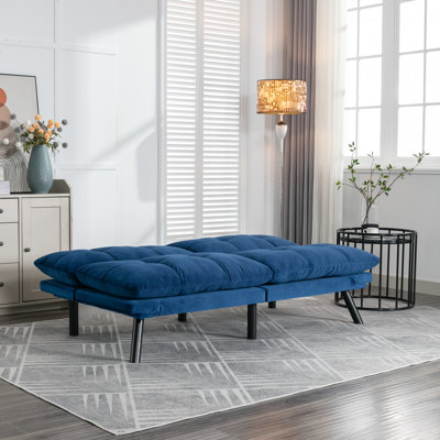Navy Blue Bed With Pillow Top Arms And Adjustable , Duty Convertible Folding In Blue, Medium-Firm Seat Back