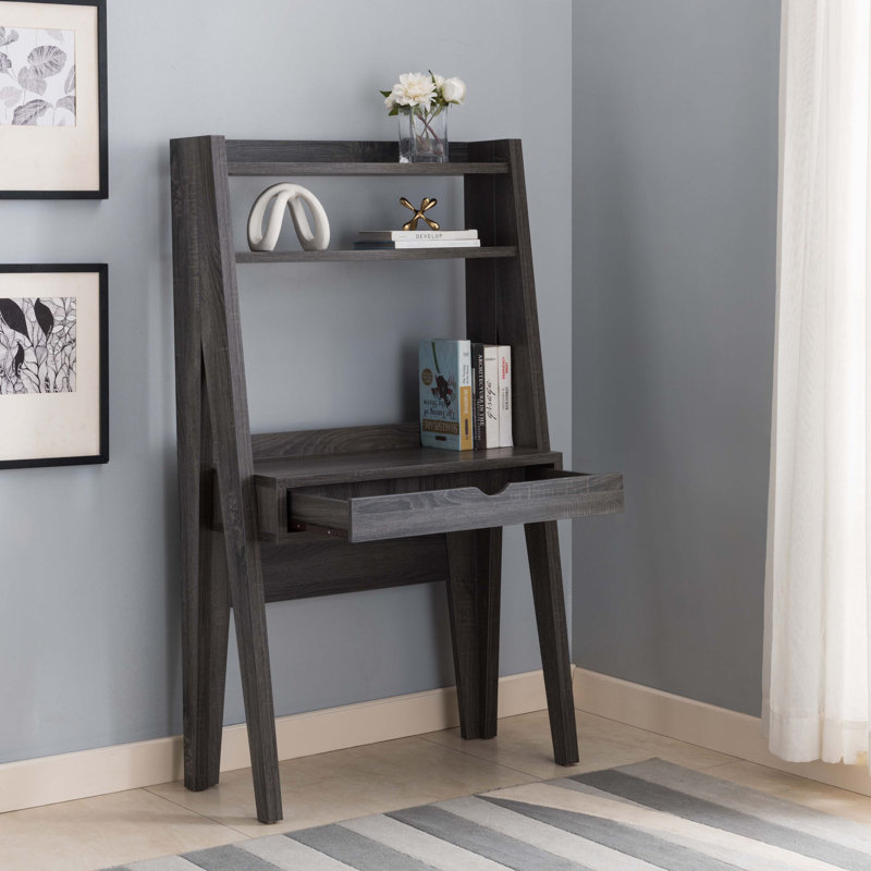 Mattson Ladder Desk with Hutch, Distressed Grey