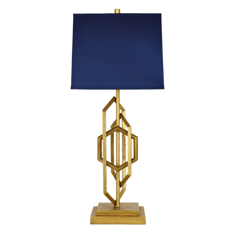 Diora Table Lamp, Gold Leaf, Navy Blue