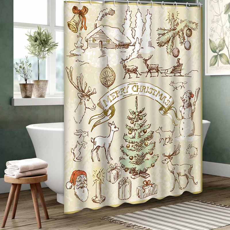 Rideau de douche blanc imperméable, rideaux de douche pour la salle de bain avec 12 crochets, 72" L x 78" W