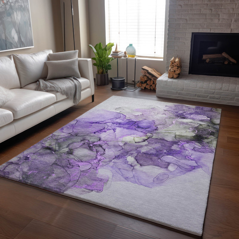 Tapis mauve Cerrito AMF520 lavable à la machine de qualité supérieure Cerrito, Rectangle 5 pi x 7 pi 6 po