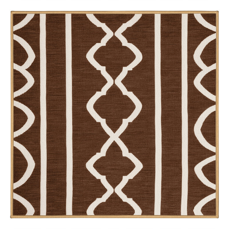 Machine Washable Trellis Brown Area Rug, Square 3'