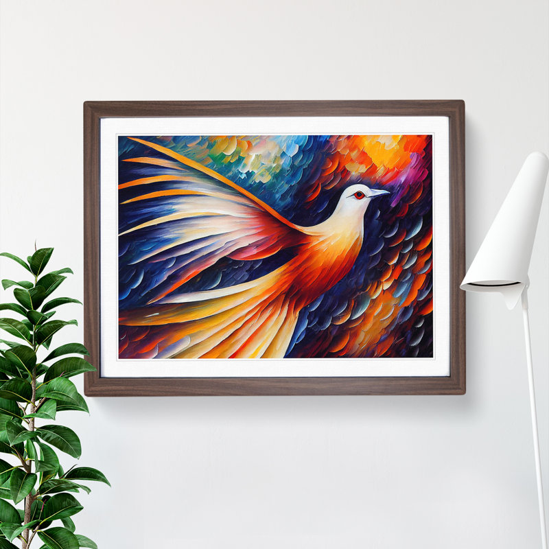 Dove Bird Vol.2 Abstract - Single Picture Frame Print, Walnut Framed, 46cm H x 64cm W x 2cm D