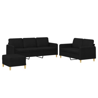  Ensemble de canapé rectangulaire en polyester noir