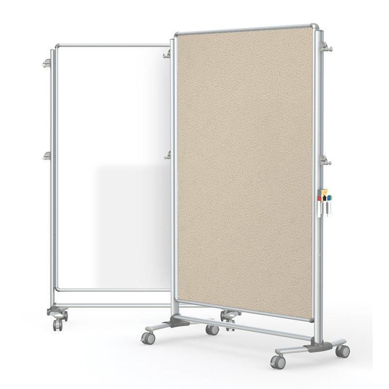 Babillard magnétique en porcelaine à 2 côtés Nexus Jr., H 6 pi 4 po x l 4 pi 4 po, Beige