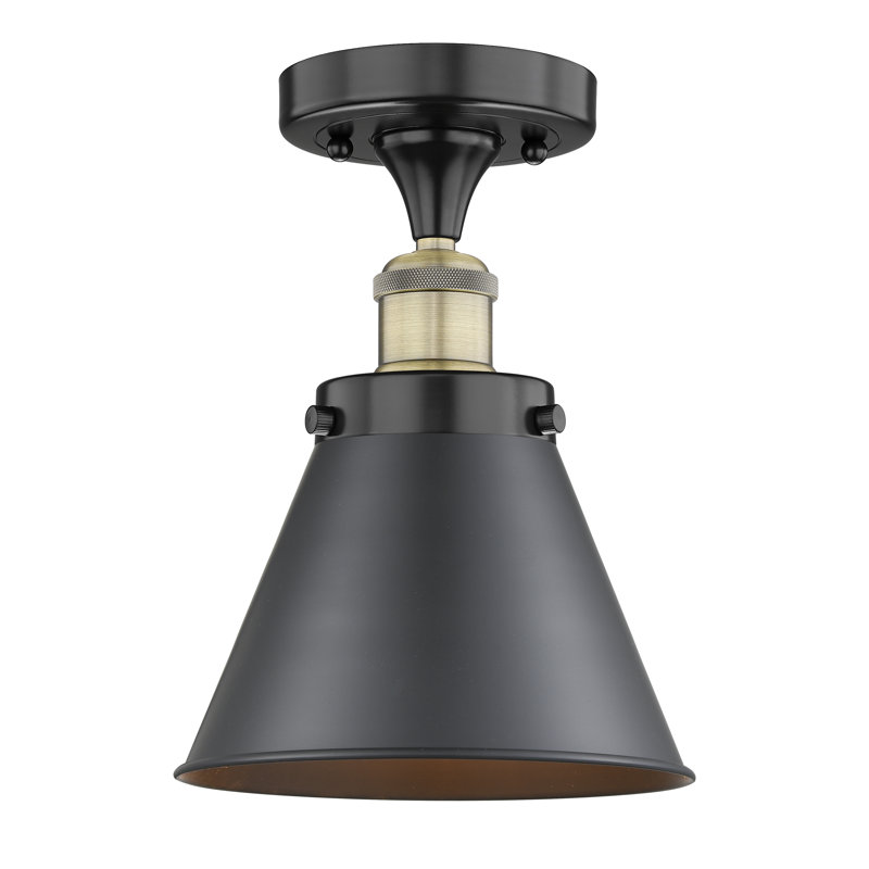 Bayshawn Semi Flush Mount, Black Antique Brass, Matte Black