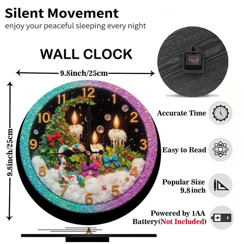 Horloge-avec-cadeaux-traîneau-et-gâteries