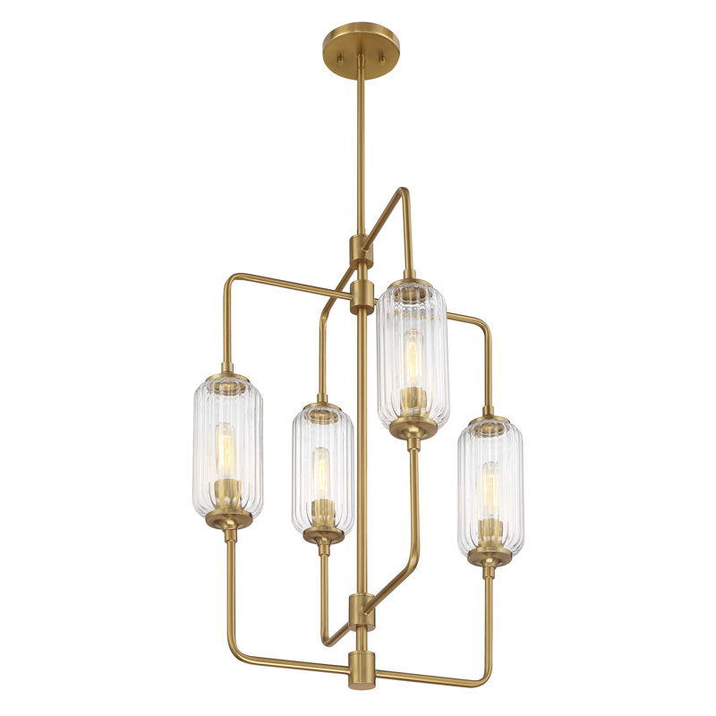 Lustre 4 lumières Nunley , Laiton, H 28,25 po x l 20 po x P 20 po