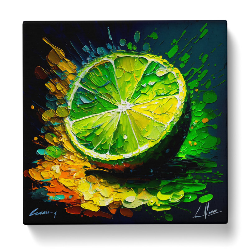 Lime Fruit Palette Knife - No Frame Print, 50cm H x 50cm W x 3cm D
