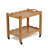 Solid Rubberwood Rolling Side Table, 2-Tier Lockable Wheels, Removable Tray, Sturdy Nightstand & Bar Cart