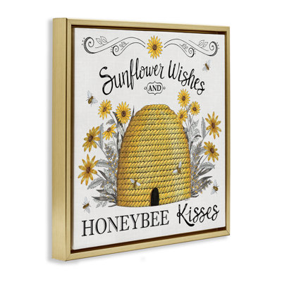 Sunflower Wishes Honeybee Kisses Floater Canvas Wall Art by Elizabeth Tyndall