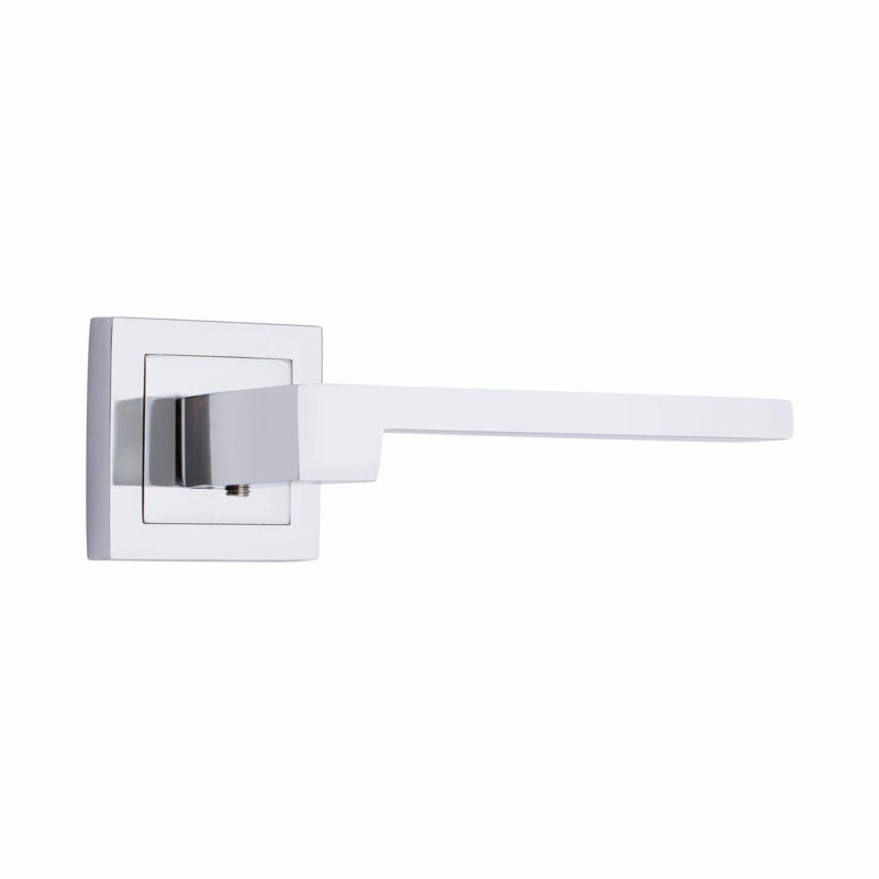  5 Pairs Zeta Premium Design Door Handles on Square Rose in Polished Chrome Finish