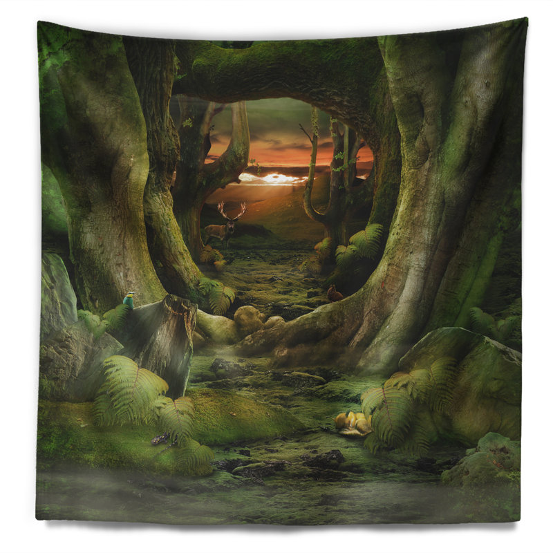 Tapisserie tunnel paradise green landscape, H 32 po x l 39 po