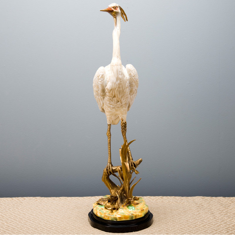 Porcelain Shore Bird with Bronze Ormolu Base